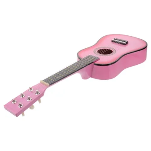 23 tums folkmusik akustisk gitarr nybörjarmusikinstrument 6-strängad gitarr barnleksak (rosa)