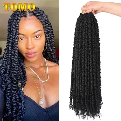 TOMO 12 18 24 Zoll Passion Twist Hair Pre-Twisted Passion Twists Crochet Braids Pre-Looped Synthetic Braiding Hoer Extensions
