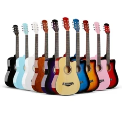 VZb 38 inç halk akustik gitarına yeni başlayanlar gitar ve popüler gitar pratiği yapıyor