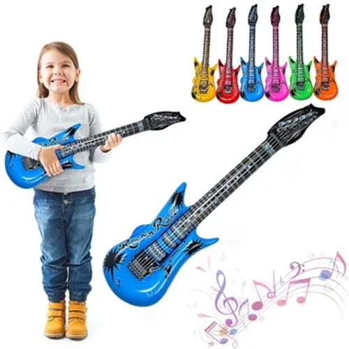 1 db Véletlenszerű színű felfújható gitár rocksztár gitárjáték ballonok farsangi születésnapi parti díszek
