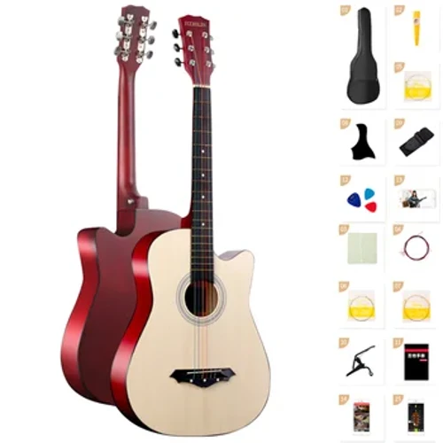 Gitâr Acwstig 38 modfedd gyda Phecyn Cychwyn Bag Gig Gitâr Basswood Clasurol Offeryn Cerdd Offeryn Gitâr i Blant Dechreuwyr Oedolion