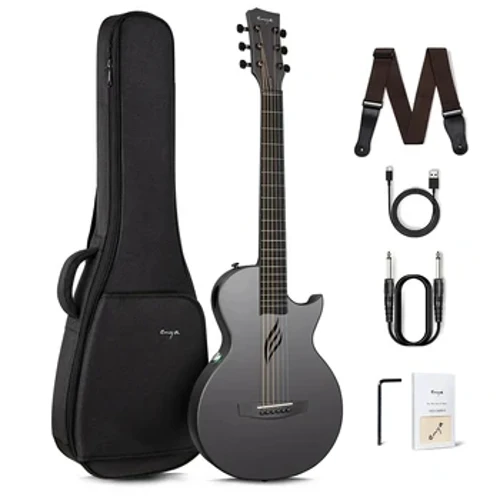 Enya Nova Go SP1 35 Modfedd Gitâr Smart Gludadwy Ffibr Carbon Acwstig Gitarra Teithio Trydan gyda Achos a Chebl Codi Tâl