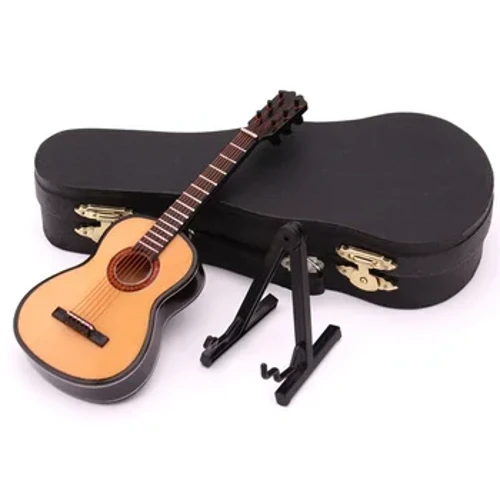 Mini klassik gitara modeli yog'ochdan yasalgan miniatyura cholg'u bezaklari uy garaji to'plamini bezatish uchun sovg'a stendli