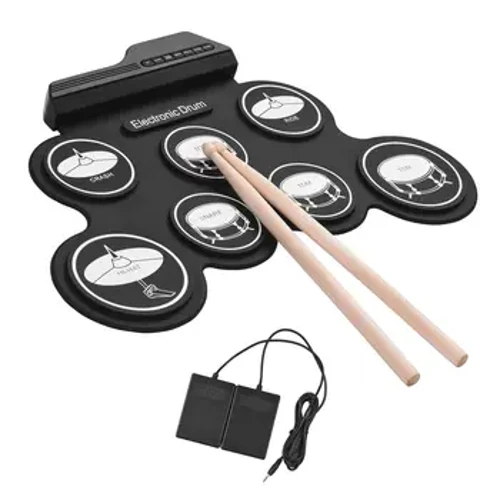 Elektronisches Schlagzeug USB Roll-Up Silikon Drums Pad Digital Faltbar Elektrisch Tragbar Kompakte Größe Kit Handübung Mit Pedal