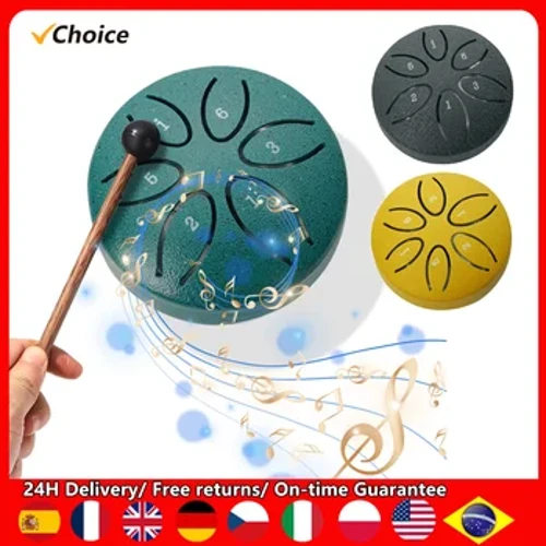 Çelik Dil Davul 3 Inç 6 Notlar Vurmalı Çalgı Balmy Davul Davul Tokmaklar ile Meditasyon Yoga Binbaşı Mini Handpan Davul