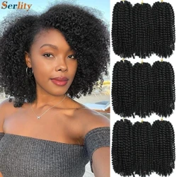 Kinky Curl Crochet Rambut 8 12 Inch Marlybob Jerry Curl Warna Hitam Alami Afro Curly Short Passion Twist Marlybob Crochet Braids