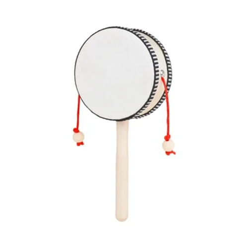4-inch Rattle-drum Kayu Gemetar Drum Rattle Spin Drum Tangan Gemetar Drum Alat Musik Genggam untuk Bayi Anak Mainan Anak