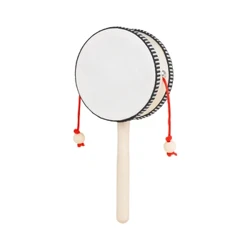 4-modfedd Rattle-drwm Ysgwyd Pren Drwm Rattle Troelli Drwm Ysgwyd Llaw Offeryn Cerdd Llaw Llaw ar gyfer Tegan Plentyn Baban Kid