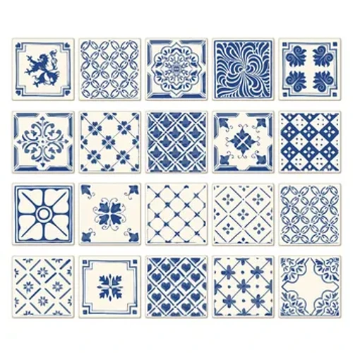 Carta da parati adesiva per mosaico di piastrelle retrò impermeabile da 20 pezzi, cucina, bagno, colori classici e design semplice e durevole