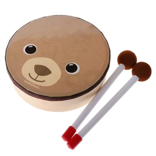 Cartoon Bear Pattern Drum Musical Toy Cnaguirlisí Ceoil le Drum Sticks Mallet for Children Kids Educational Tools