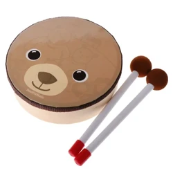 Cartoon Bear Pattern Drum Musical Toy Percussion Musical Instrument with Drum Sticks Mallet for Children Kids Educational Tools