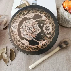Lunar Eclipse Shaman Drum Arddull Lleuad Alcemegol 25cm Offeryn Iachau Sain Faux Croen Dafad Pen Drwm Offeryn Cerddorol Offeryn Cerddorol
