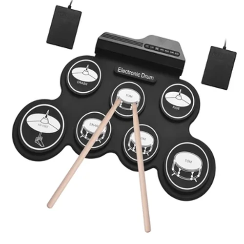 Bộ Trống Điện Tử USB Cuộn Silicon Bộ Trống Kỹ Thuật Số 7 Miếng Trống Với Dùi Trống Bàn Đạp Chân Dành Cho Người Mới Bắt Đầu Trẻ Em Trẻ Em