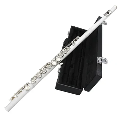 SLADE Flauta de tom C branca de 16 furos com chave E Instrumento de sopro de chave fechada Flauta de tubo de cuproníquel com caixa Acessórios de música