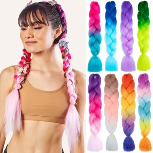 24" Synthetesch Yaki Braids Hoer kanekalon Ombre Braiding Hoer Jumbo Braid Hoer Extension Fir Fraen Honnerte vu Faarwen DIY Hoer
