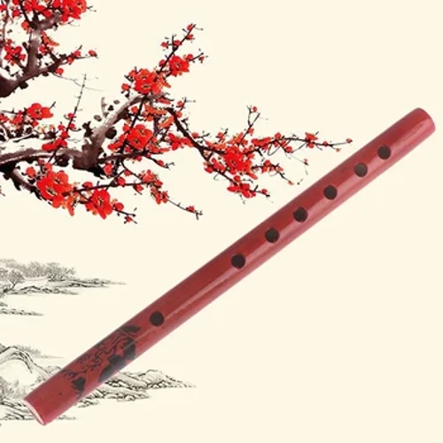 Neu 1 Stück Chinesische traditionelle 6-Loch-Bambusflöte Vertikalflöte Klarinette Schüler-Musikinstrument Holzfarbe für Kindergeschenk