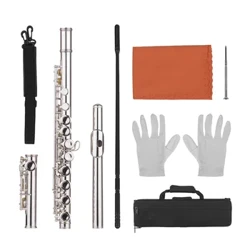 Flûte à trou fermé 16 trous, clé C, Instrument à vent en Cupronickel avec chiffon de nettoyage, gants, tournevis