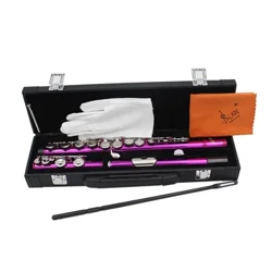 SLADE Rose Red 16 Holes C Tone Flute na May E Key Woodwind Instrument Sarado Susi Cupronickel Tube Flute na May Kahon Mga Accessory ng Musika