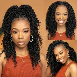 Karida Faux Locs Crochet Hoer 14 Zoll Pre Looped Gëttin Locs Crochet Hoer Mat Curly Enden Crochet Hoer Extensions Fir Fraen
