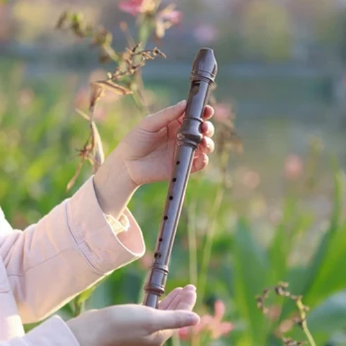 Flauta musical de resina com 8 buracos, gravador de instrumento longo para iniciantes, instrumentos de sopro, presentes para crianças com bastão de limpeza