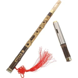 Sculptură din bambus Instrument de vânt Bawu Chineză F Key Flaut Suflare verticală Bawu