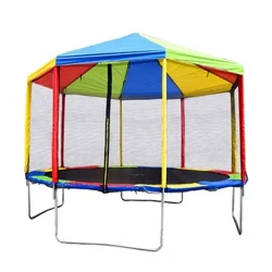 Trampoline Gairdín Sábháilteachta Mór Lasmuigh 12FT le Tent do Dhaoine Fásta agus Leanaí