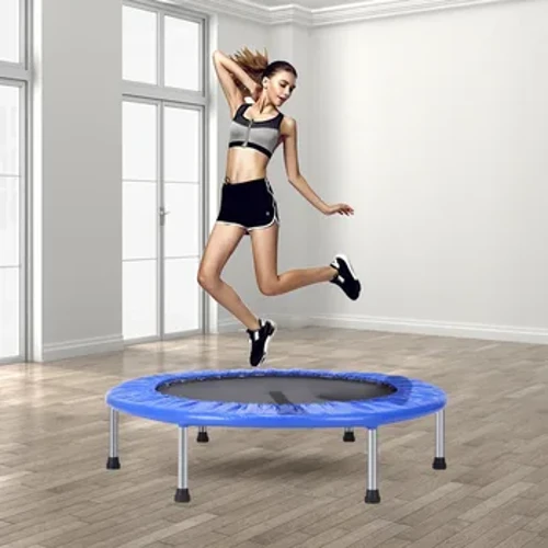 36" Trampolîn Plygadwy Ffitrwydd Trampolîn Canllaw Addasadwy i Blant Oedolion Trampolîn Bach Awyr Agored Neidio Campfa Cartref Awyr Agored