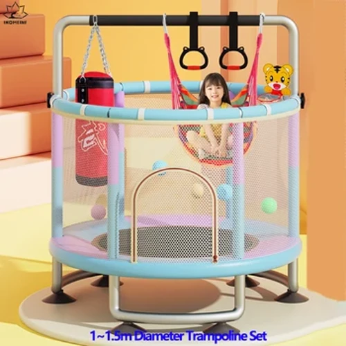 1 ~ 1.5m Kindertrampoline Set Overhalen Babyartefacten Thuis Indoor Stuiterende Bedden Deppen Bedden Kindersport Verjaardagscadeautjes