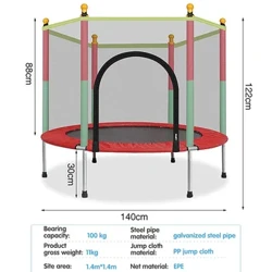 Trampoline chất lượng cao cho trẻ em tập thể dục tấm bạt lò xo với Net bảo vệ được trang bị cho giải trí thể thao trong nhà Hỗ trợ 100 kg