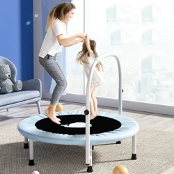 40 "Mini Trampolin untuk Anak Lipat Taman Dalam Ruangan Balita Trampolin dengan Adjustable Handrail Bearing 150KG Home Gym Rebounder