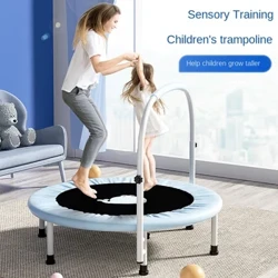 Trampolîn plygadwy 40" gyda Armrest Ffitrwydd Dan Do Oedolion Neidio Trampolîn Gan 250KG Rhodd Tegan Adloniant Chwaraeon i Blant