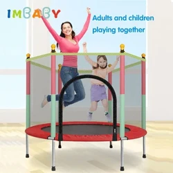 Trampolîn Ansawdd Uchel i Blant Trampolîn Ymarfer Corff gyda Chymorth Adloniant Chwaraeon Dan Do â Chyfarpar Net Amddiffynnol 100 KG
