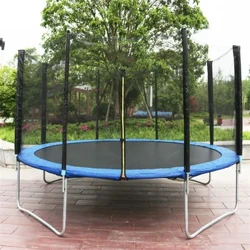 6 Kaki Trampolin Praktis Berkualitas Tinggi dengan Jaring Pelindung Keselamatan Langsung Aman Bundle Spring Safety Kanthi Tangga Beban Bobot 120kg