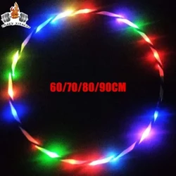 60/70/80/90cm Glow Sport Hoop Mawalan ng Timbang Ring Hoop 7 Pagpapalit ng Kulay ng Yoga Circle Fitness Workout Equipment para sa mga Babae Kids