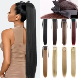 MERISIHAIR 55 85 cm queue de cheval synthétique longue droite vin rouge Blonde queue de poney Extensions de cheveux résistant à la chaleur prêle postiche