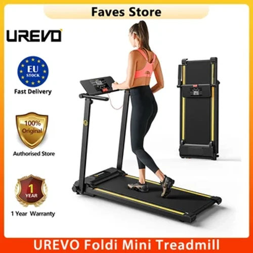 UREVO opvouwbare loopband, 2,25 pk loopbanden voor thuis met 12 HIIT-modi, compacte mini-loopband voor thuiskantoor, LCD-scherm