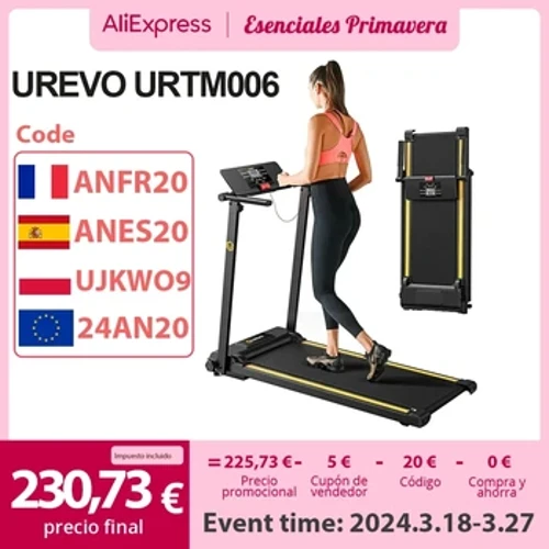 URTM006 Foldi mini-loopband Max. snelheid 1-10 km/u Loopoppervlak 105*40 cm Max. belasting 100 kg 12 ingebouwde HIIT-programma's