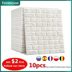 10 adet 3D Duvar Sticker Taklit Tuğla Yatak Odası Noel Ev Dekorasyon Oturma Odası Için Su Geçirmez Kendinden Yapışkanlı Duvar Kağıdı