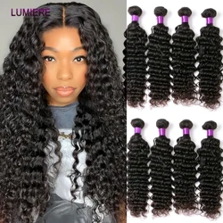 28 40-palcový Deep Wave Human Hair Bundle Deal Brazílska ľudská väzba na predlžovanie vlasov Afro Jerry Curly Raw Hair Weave 3/4 Bundle