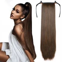 Super Long Silky Straight Clip In Ponytail Extensions Synthetic Hair 22" Long Straight Clip in Ponytail Natural As Human Hair