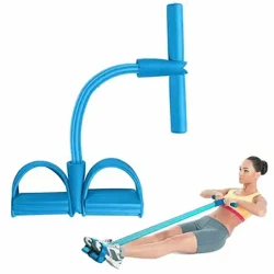 Empat Tabung Pedal Tensioner Portable Resistance Band Sit Up Fitness Equipment Yoga Peregangan Perut Pemangkas Tarik Tali