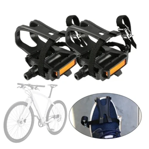 Sykkelpedaler med klips og stropper Sykler Tåklipsbur Innendørs trening Spinnsykkelpedaler for fitness innendørs treningssykler