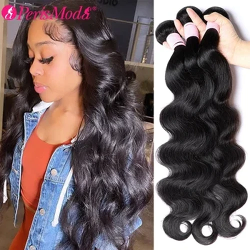 PerisModa Body Wave Bundles Mënsch Hoer Brazilian Weaving Natural Black 3 4 Bundles Deal Virgin Hoer 30 Zoll Raw Hoer Extensions