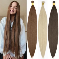 Estyniadau Gwallt Bwndeli Syth 36 Modfedd Gwres Gwrthiannol Ffibr Gwallt Gwehyddu Hairpiece Synthetig Ombre Blonde Ar gyfer Merched Du