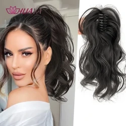 Synthetic Wavy Ponytail Extension Hairpiece Maikling Curly Claw Clip Nakapusod Para sa Babae Heat Resistant Pony Tail Clip Pekeng Buhok