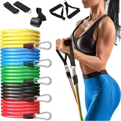 Set de benzi de rezistență yoga de 11 bucăți Power Rubber Elastic Tube Expander Home Gym Fitness Workout Exerciser Forța de trage de frânghii