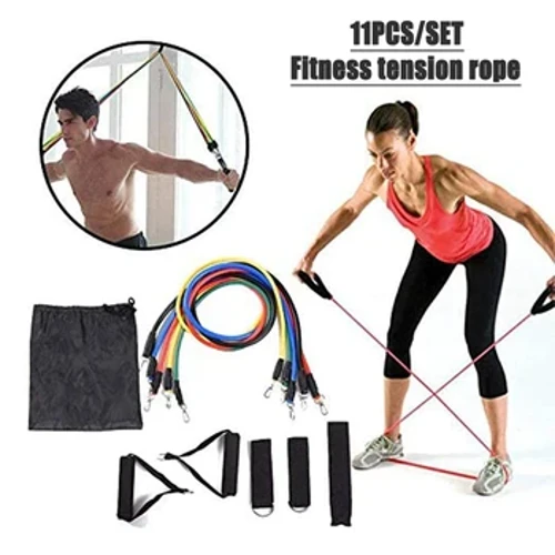 Corda de tensão para treinamento fitness, 11 unidades, corda de tensão multifuncional, faixa de resistência para exercícios, yoga, tensão corporal, exercício muscular