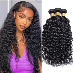 Mga Water Wave Bundle Para sa Babae Peruvian Weaving Virgin Mga Extension ng Buhok ng Tao Basa at Kulot na Mga Bundle ng Buhok ng Tao 1/3/4 Pcs