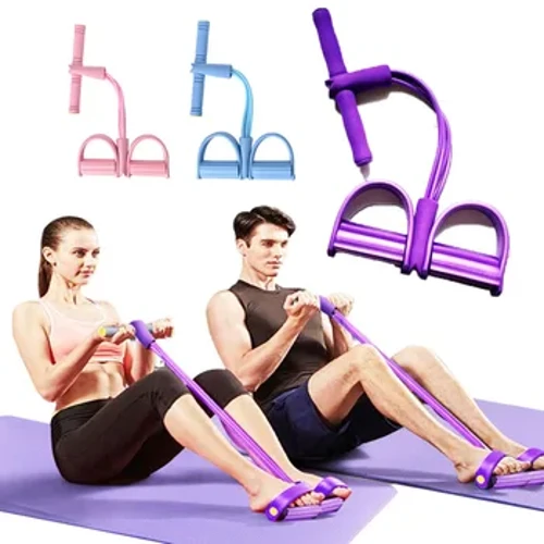 ʻO ke kino kino 4 Tube Resistance Bands Latex Pedal Exerciser Noho-up Pull Rope Expander Elastic Bands Nā lako yoga Pilates Workout
