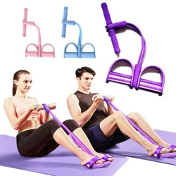 ʻO ke kino kino 4 Tube Resistance Bands Latex Pedal Exerciser Noho-up Pull Rope Expander Elastic Bands Nā lako yoga Pilates Workout
